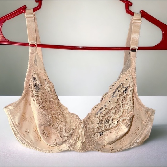 Wacoal 85196 Cream Size 34D unlined embroidered and lace Bra - Picture 1 of 8